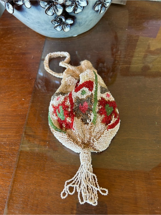 Anriqe Edwardian Era1900s Handbags - Antique Edwardian Beaded Wedding Bag